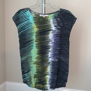 LOFT Sleeveless Black, Purple, Green, White, Teal Blouse, XS